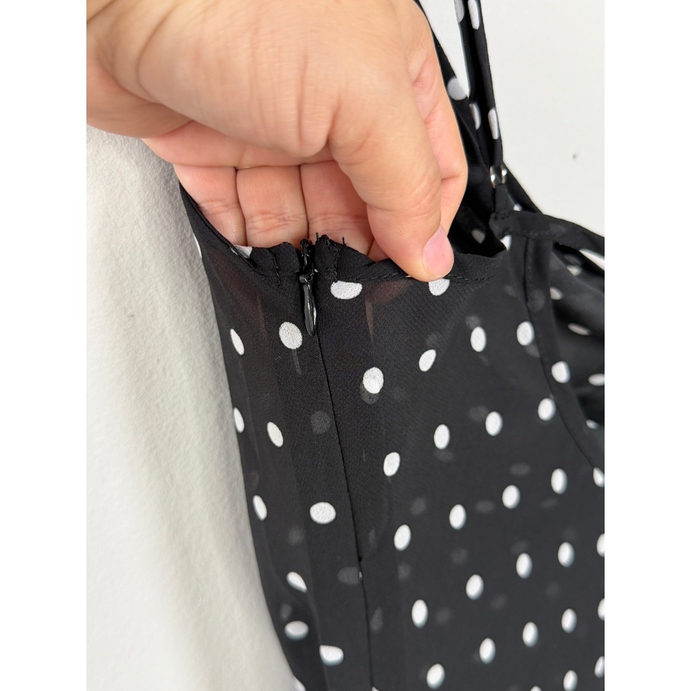 Commense Maxi Dress Women S Black Polka Dot Sheer Chiffon Beach Vacation Summer - Picture 12 of 13